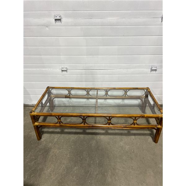 Bamboo Style Glass Top Coffee Table