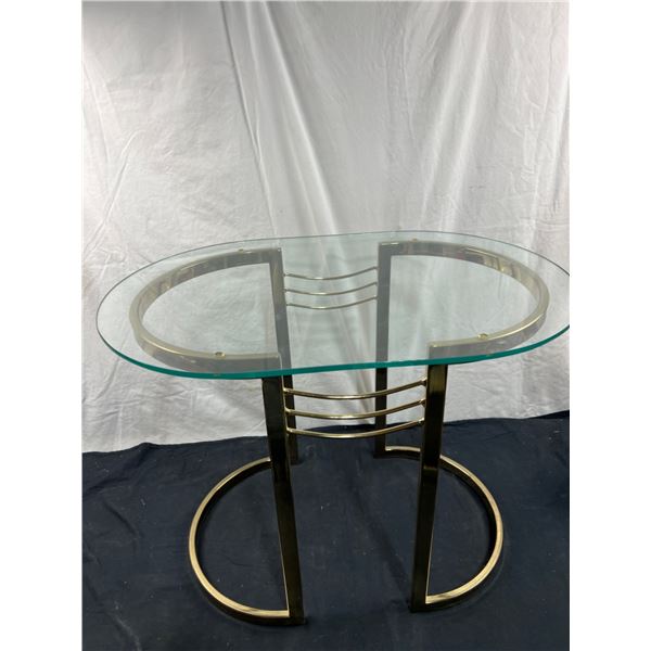 Brass Coloured Glass Top Side Table