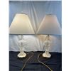 Image 1 : 2 Glass Table Lamps With Brass Coloured Accents