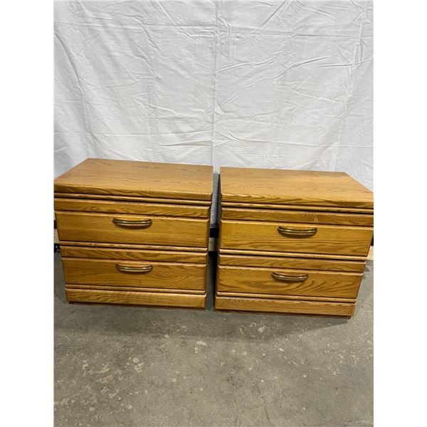 2 Palliser Night Side Tables With Drawers and Pull Out Shelf
