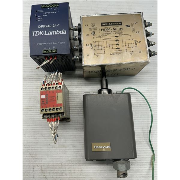 Lot of (4) Misc. TDK-Lambda, Schaffner, Omron & Honeywell Items