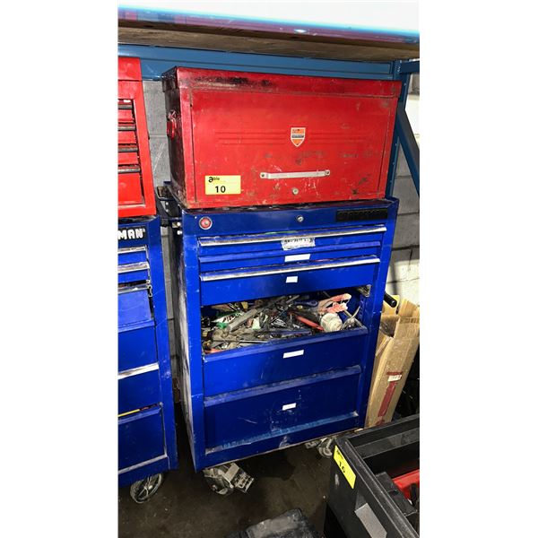 CRAFTSMAN BLUE MOBILE INDUSTRIAL 6 DRAWER TOOL BOX (27"W X 8"D X 43"H) *MISSING 1 DRAWER* &