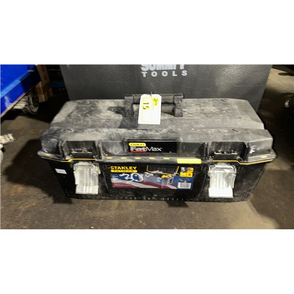 STANLEY FATMAX BLACK PORTABLE PLASTIC TOOL BOX (28.5"W X 12.5"D X 12"H) *CONTENTS INCLUDED*