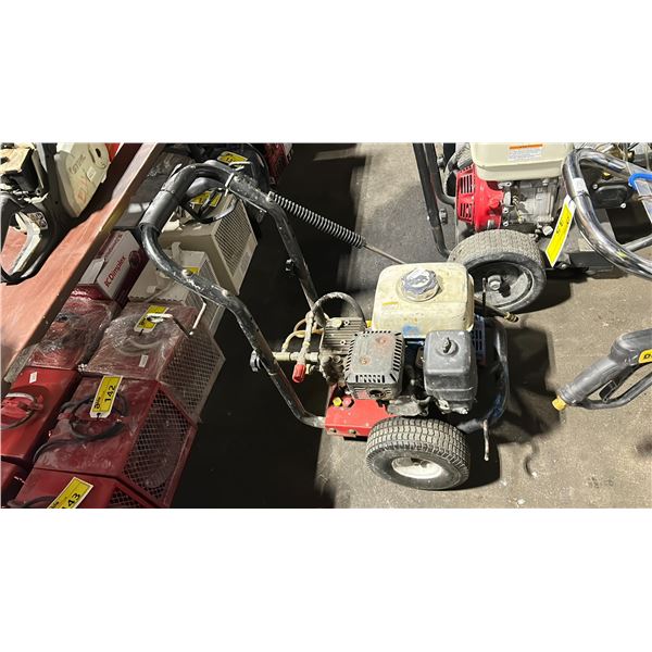 RED MOBILE GAS POWERED PRESSURE WASHER WITH WAND * NO HOSE OR NOZZLE ATTACHMENTS*