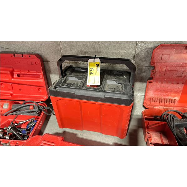 MILWAUKEE PACKOUT PORTABLE TOOL BOX WITH ASSORTED TOOL CONTENTS