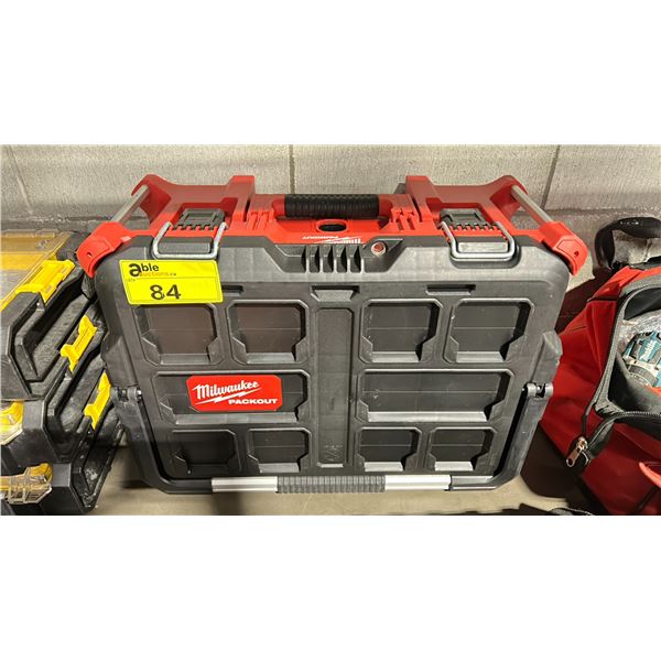 MILWAUKEE PACKOUT PORTABLE TOOL BOX WITH ASSORTED TOOL CONTENTS