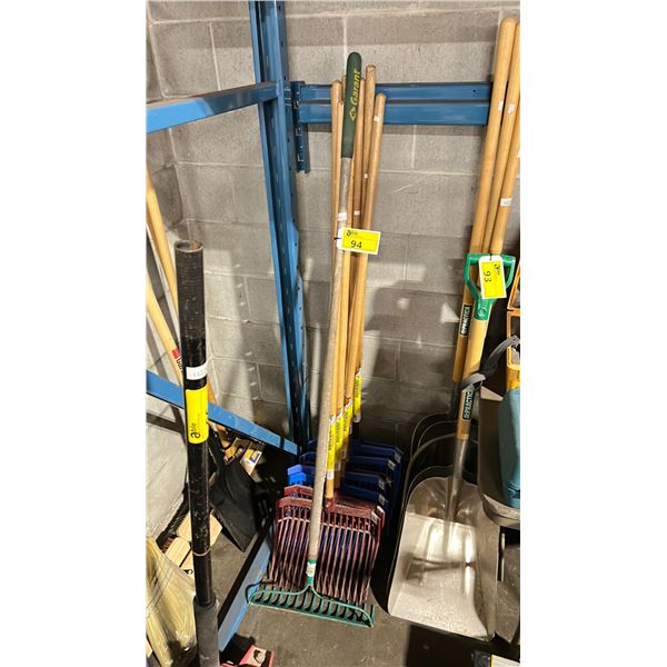 8 ASSORTED INDUSTRIAL YARD RAKES