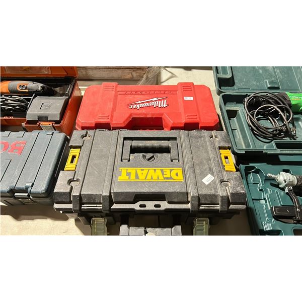 MILWAUKEE ELECTRIC RECIPROCATING SAW IN HARD TRANSPORT CASE & DEWALT PORTABLE TOOL BOX WITH