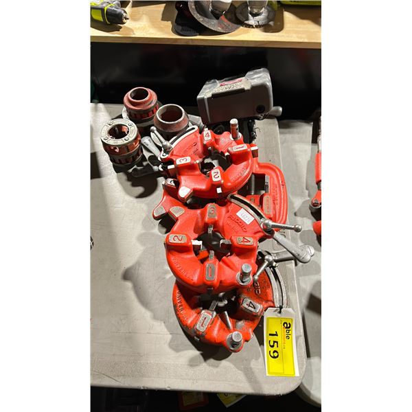 4 RIDGID 811A 1/8  2  NPT DIE HEADS, RIDGID THREE WHEEL HEAVY DUTY PIPE CUTTER,