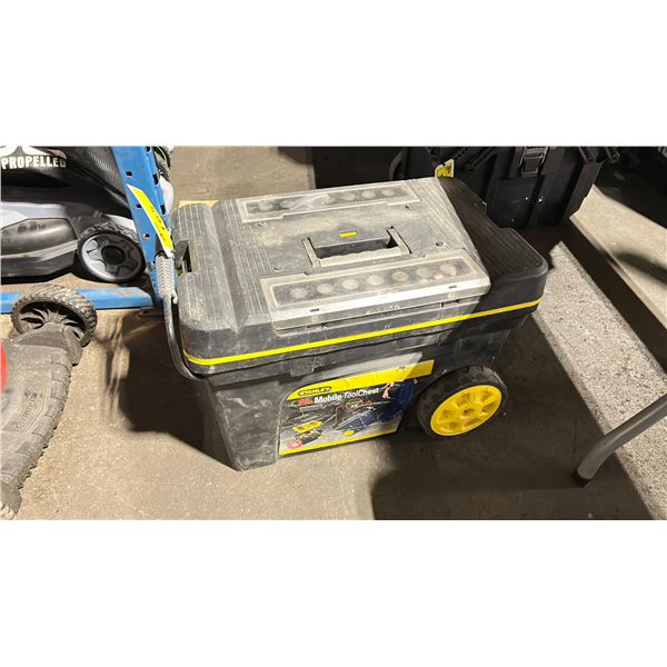 STANLEY MOBILE TOOL CHEST WITH EXTENDABLE HANDLEBAR (24 W 14 D 16 H) *CONTENTS INCLUDED*