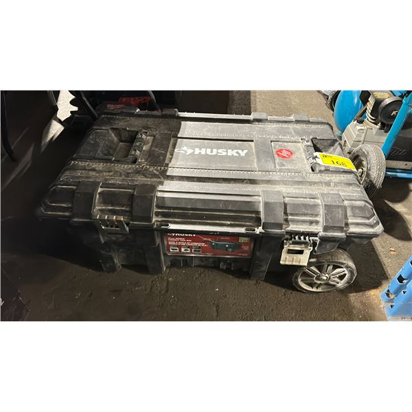 HUSKY MOBILE TOOL CHEST WITH EXTENDABLE HANDLEBAR (33"W 23"D 13"H) *CONTENTS INCLUDED*