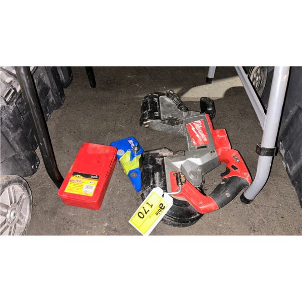 MILWAUKEE CORDLESS FUEL BRUSHLESS DEEP CUT BAND SAW, INCOMPLETE DRILL BIT SET & KREG ROUTER