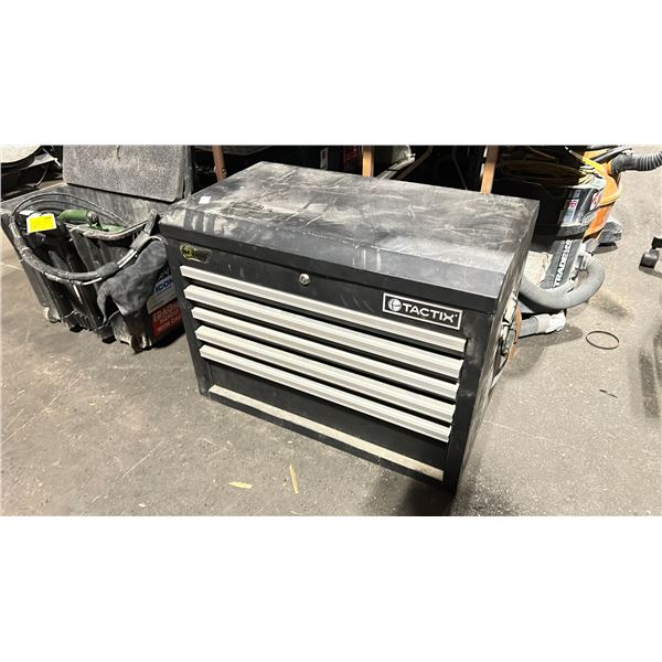 TACTIX BLACK 5 DRAWER TOP TOOL BOX WITH ASSORTED TOOL CONTENTS