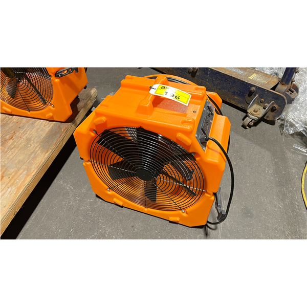 EMER-C ORANGE COMMERCIAL ELECTRIC PORTABLE RESTORATION FAN WITH CHAIN PLUG