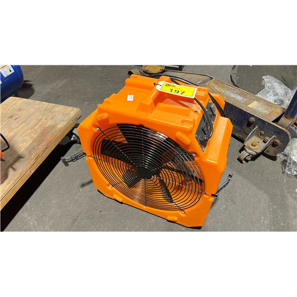 EMER-C ORANGE COMMERCIAL ELECTRIC PORTABLE RESTORATION FAN WITH CHAIN PLUG