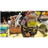 Image 1 : LEATHER TOOL BAG WITH ASSORTED HAND TOOLS & DEWALT TOOL BAG WITH ASSORTED HAND TOOLS