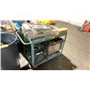 Image 1 : BLUE METAL 2 TIER MOBILE PRODUCT CART WITH 2 COMMERCIAL GAS STOCK POT BURNERS, ALUMINUM LOADING