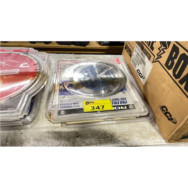 STACK OF ASSORTED SIZED INDUSTRIAL DIAMOND BLADES / SAW BLADES
