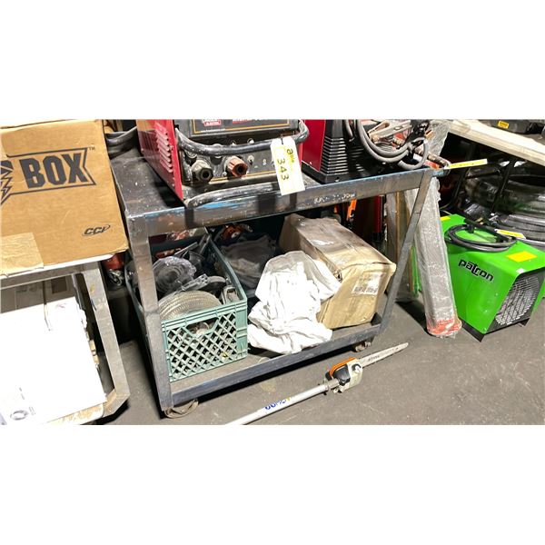 BLUE METAL 2 TIER 24"W X 36"D X 34 1/2"H INDUSTRIAL MOBILE PRODUCT CART WITH ASSORTED CASTERS &