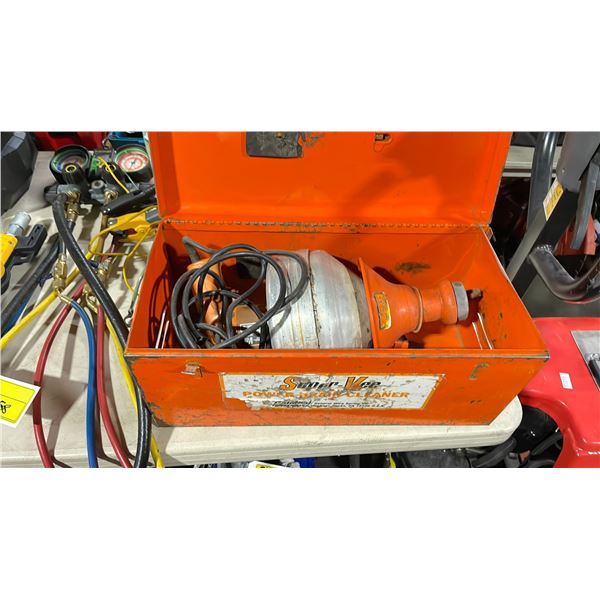 GENERAL PIPE CLEANERS SUPER-VEE ELECTRIC INDUSTRIAL PORTABLE POWER DRAIN CLEANER IN METAL TRANSPORT