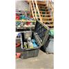 Image 1 : DEWALT PLASTIC PORTABLE JOB SITE TOOL BOX WITH ASSORTED TRANSPORT CASES, SMALL TOOL SORTERS, &