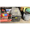 Image 3 : DEWALT PLASTIC PORTABLE JOB SITE TOOL BOX WITH ASSORTED TRANSPORT CASES, SMALL TOOL SORTERS, &