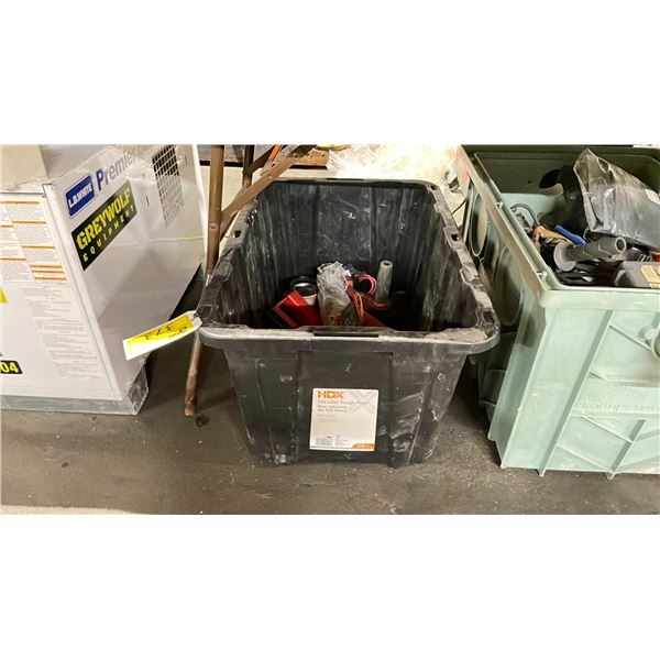 PLASTIC BIN OF ASSORTED HILTI CORDLESS POWER TOOLS & HAND TOOLS *NO BATTERIES, BIN INCLUDED*