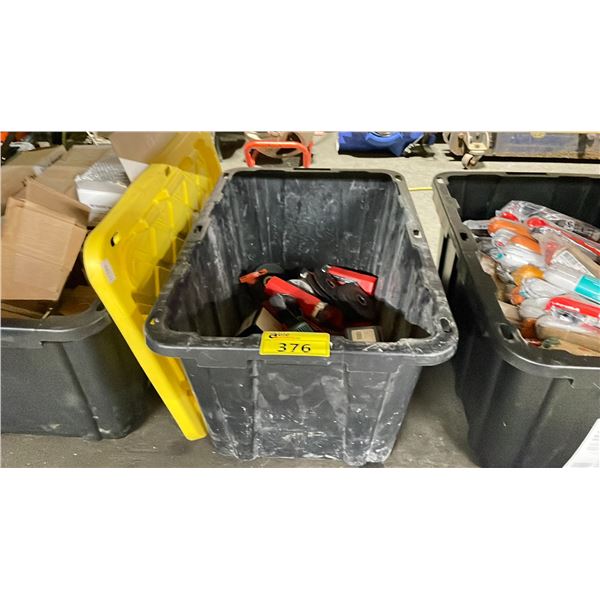 PLASTIC BIN OF MAKITA ELECTRIC ANGLE DRILL, ASSORTED INDUSTRIAL HILTI BITS, GRINDING DISCS & WEISER