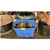 Image 1 : 2 PLASTIC BINS OF ASSORTED INDUSTRIAL EXTENSION CORDS, AIR HOSE, & RIDGID SCOPE *PARTS ONLY SCOPE,