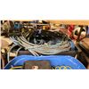 Image 3 : 2 PLASTIC BINS OF ASSORTED INDUSTRIAL EXTENSION CORDS, AIR HOSE, & RIDGID SCOPE *PARTS ONLY SCOPE,