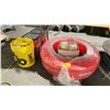Image 1 : ROLL OF OXYPEX 1/2" INDUSTRIAL AIR BARRIER HOSE, BOX & 3 PAILS OF ASSORTED PLUMBING HARDWARE /