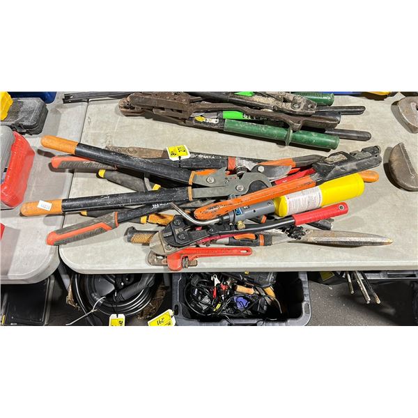 ASSORTED LARGE HAND TOOLS, CRIMPERS, CUTTERS, & BOLT CUTTERS