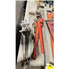 Image 2 : ASSORTED LARGE HAND TOOLS, & 5 HEAVY DUTY PIPE WRENCHES