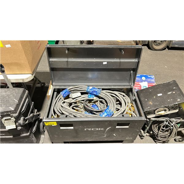 ROK GREY METAL 36"W X 17"D X 22"H INDUSTRIAL JOB SITE TOOL BOX WITH HEAVY DUTY EXTENSION CORDS