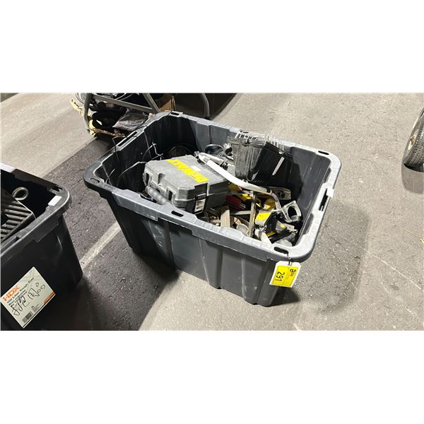 PLASTIC BIN OF ASSORTED HAND TOOLS *BIN INCLUDED*