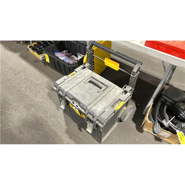 DEWALT PORTABLE JOB SITE TOOL BOX WITH ASSORTED INDUSTRIAL C-CLAMPS & TOOL CONTENTS