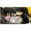 Image 2 : 3 PLASTIC BINS OF ASSORTED COMMERCIAL PLUMBING / ELECTRICAL HARDWARE & BOX OF RUBBER PIPE