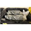 Image 3 : 3 PLASTIC BINS OF ASSORTED COMMERCIAL PLUMBING / ELECTRICAL HARDWARE & BOX OF RUBBER PIPE