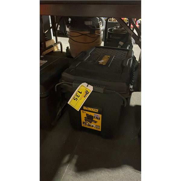DEWALT PORTABLE PLASTIC INDUSTRIAL MOBILE TOOL BOX WITH ASSORTED CORDLESS POWER TOOLS & CONTENTS