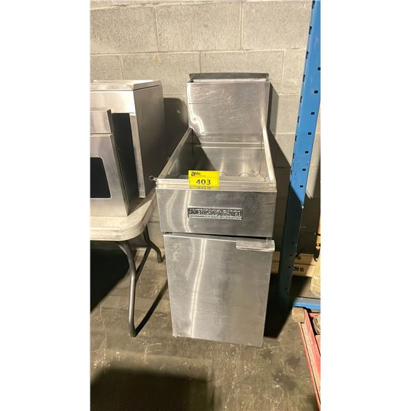 AMERICAN RANGE COMMERCIAL STAINLESS STEEL 2 BASKET GAS DEEP FRYER *NO BASKETS*