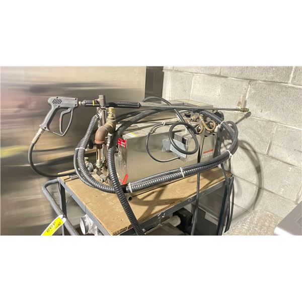 2 TIER METAL MOBILE CART WITH GAS BOILER INDUSTRIAL PRESSURE WASHING SYSTEM WITH HOSE, WAND,