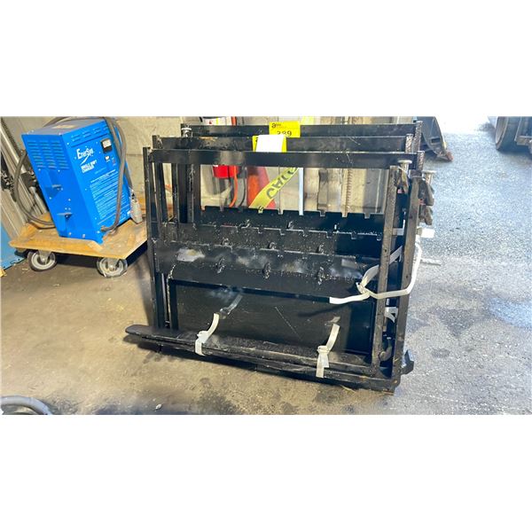 BLACK METAL 24" CONNECTION COMMERCIAL MINI SKID STEER FORK ATTACHMENT SET INCLUDING HEADACHE RACK &