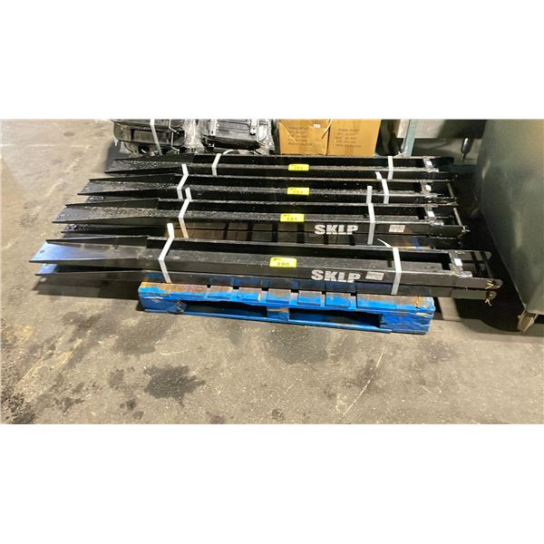 PAIR OF SKLP BLACK METAL 6' FORK LIFT FORK EXTENSIONS FOR 5 1/4"W FORKS