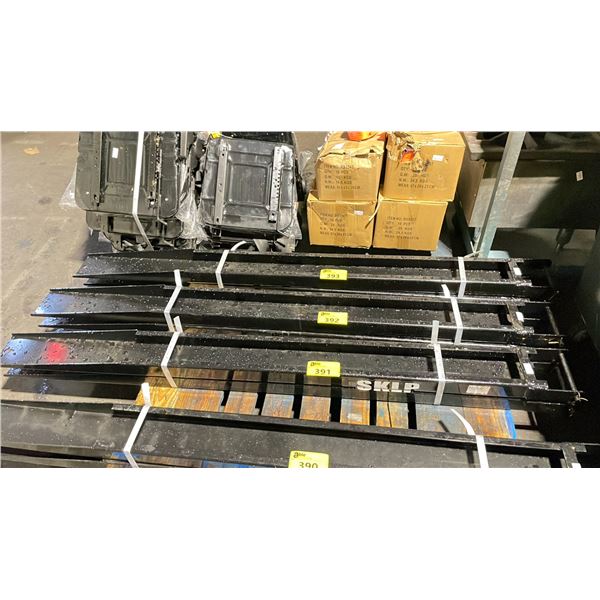 PAIR OF SKLP BLACK METAL 6' FORK LIFT FORK EXTENSIONS FOR 5 1/4"W FORKS