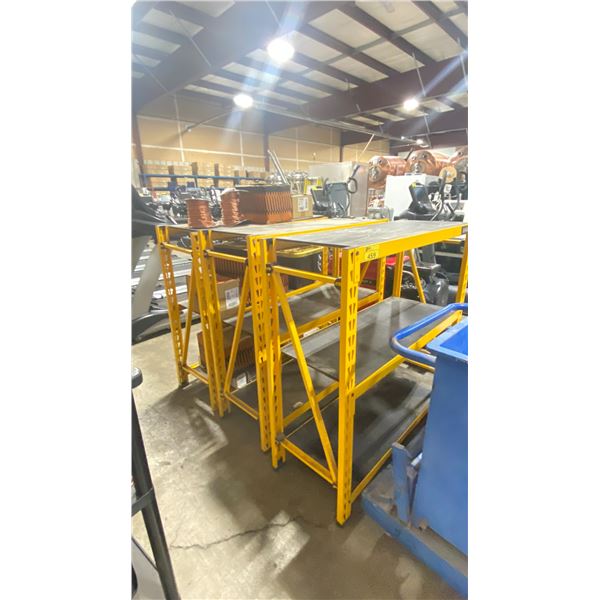 3 DEWALT YELLOW 3 TIER 50"W X 18"D X 48"H ADJUSTABLE METAL STORAGE SHELVES *CONTENTS NOT INCLUDED*