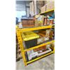 Image 1 : 3 SHELVES OF ASSORTED INDUSTRIAL FASTENERS, 2 ROLLS OF COPPER WIRE, & HEAVY DUTY 5 TIER STORAGE