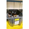 Image 2 : BLACK PLASTIC BIN OF ASSORTED PLUMBING FLOW VALVES *BIN INCLUDED*