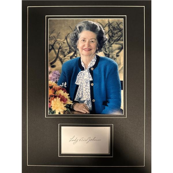 Lady Bird Johnson Autographed Display