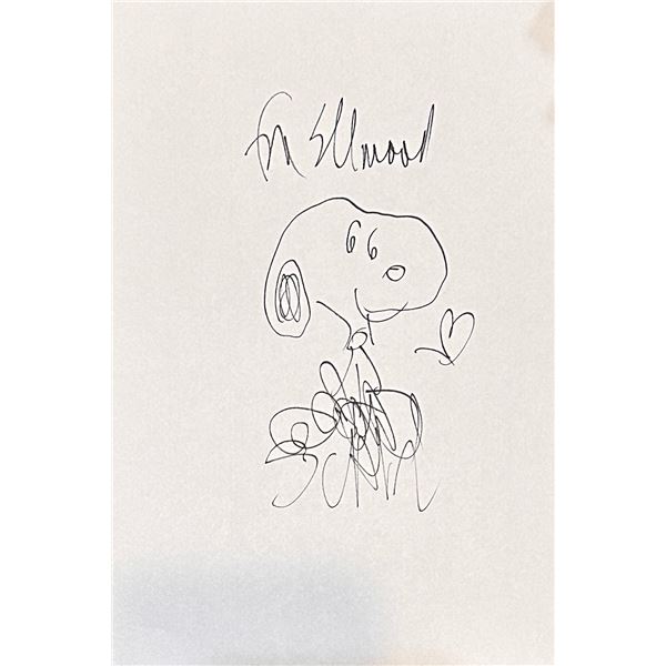 Snoopy Autographed Handdrawn Charles Schulz Sketch