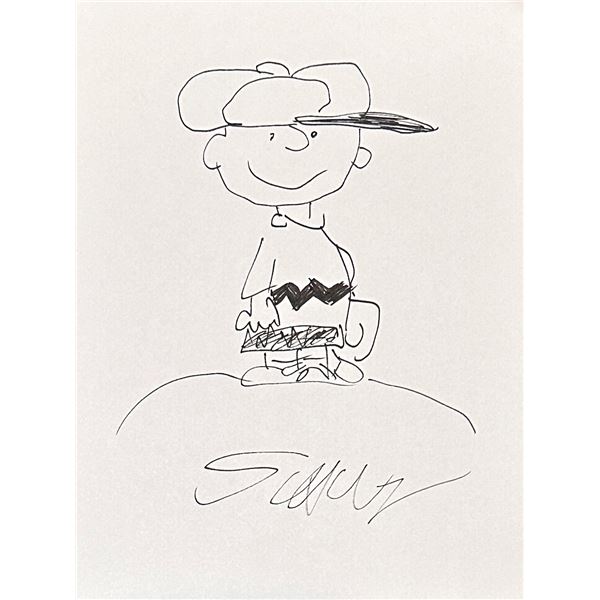 Charlie Brown Charles Schulz Autographed Sketch